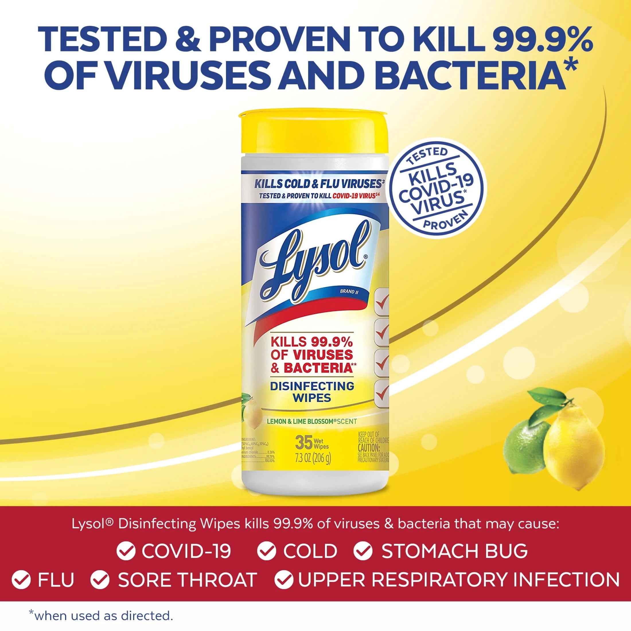 Lysol® Disinfectant Wipes, Multi-Surface Antibacterial Cleaning Wipes, for Disinfecting and Cleaning, Lemon and Lime Blossom, 35 Count