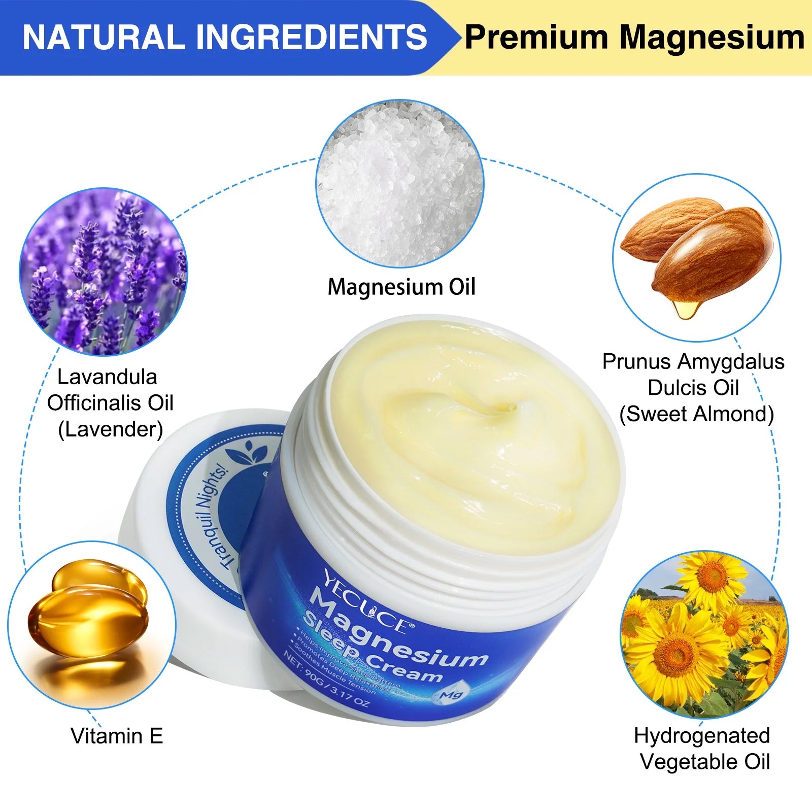 2 Pack Magnesium Sleep Cream,Magnesium Lotion Enriched with Lavender, Vitamin E,Improve Sleep Quality,Topical Magnesium Oil Cream for Feet, Legs or Arms
