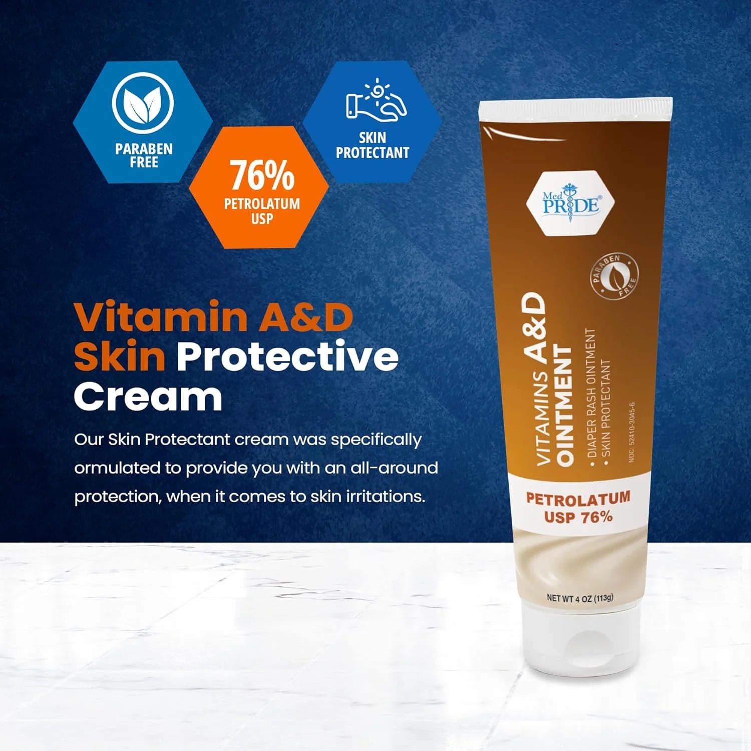 Med Pride A&D Ointment for Adults and Babies, 4 Oz Healing Ointment Diaper Rash Cream Skin Protectant