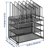 4-Tier Mesh Desk File Organizer,5 Vertical File Holder and Handle for Home Office (New Vertical Holder-Black)