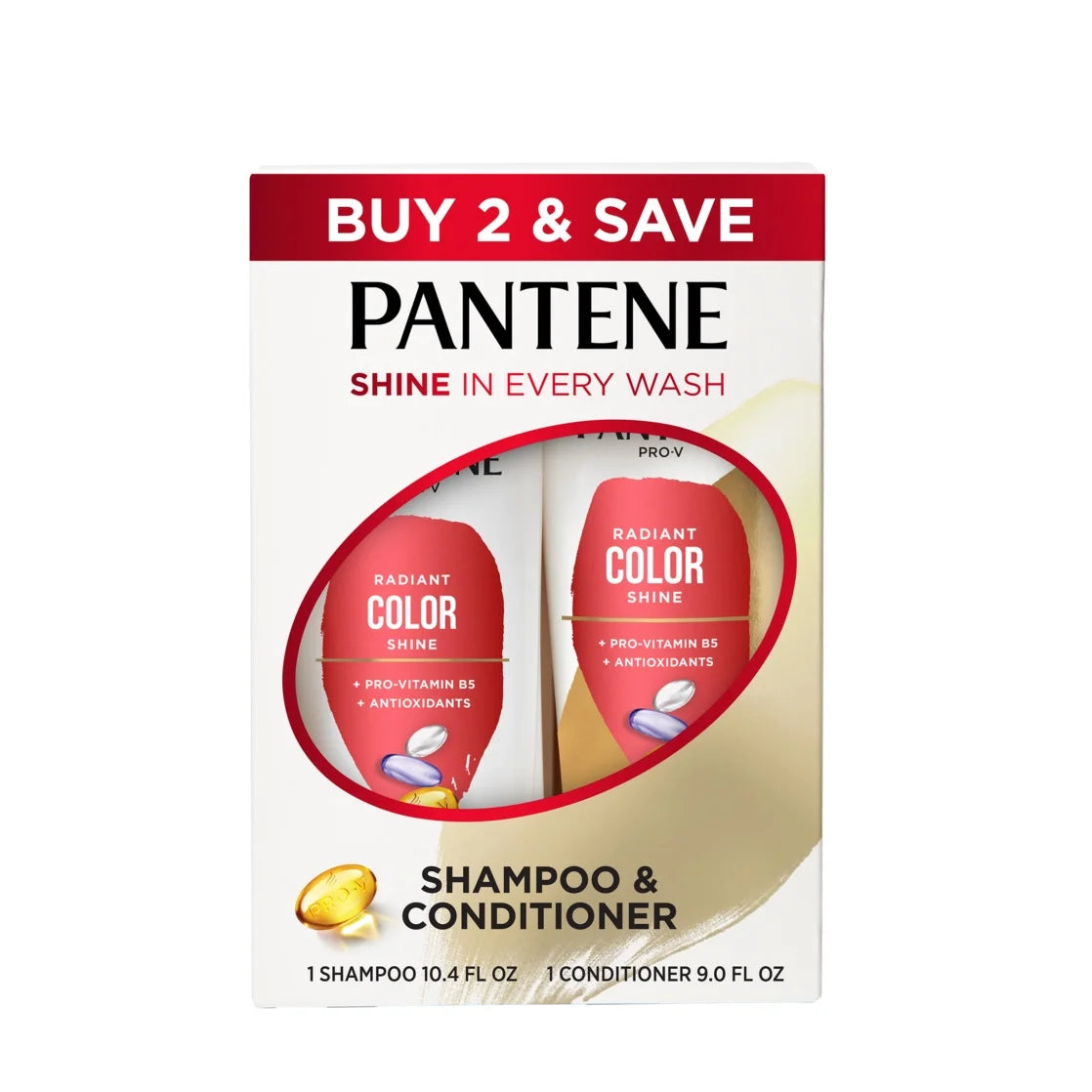 Pantene Pro-V Radiant Color Shine Shampoo and Conditioner, 10.4 Fl Oz + 9.0 Fl Oz