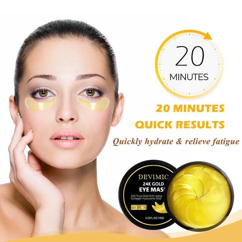 Golden Eye Mask, 30 Pairs under Eye Masks for Dark Circles and Puffiness, Under