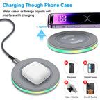 ABCPOW 15W Fast Wireless Charger Samsung Android Fast Charging Pad Qi-Certified Wireless Charger Mat Wireless Charger Station Compatible for Iphone 17 16 15 14 Samsung Galaxy S25 S24 S23 S22,Grey