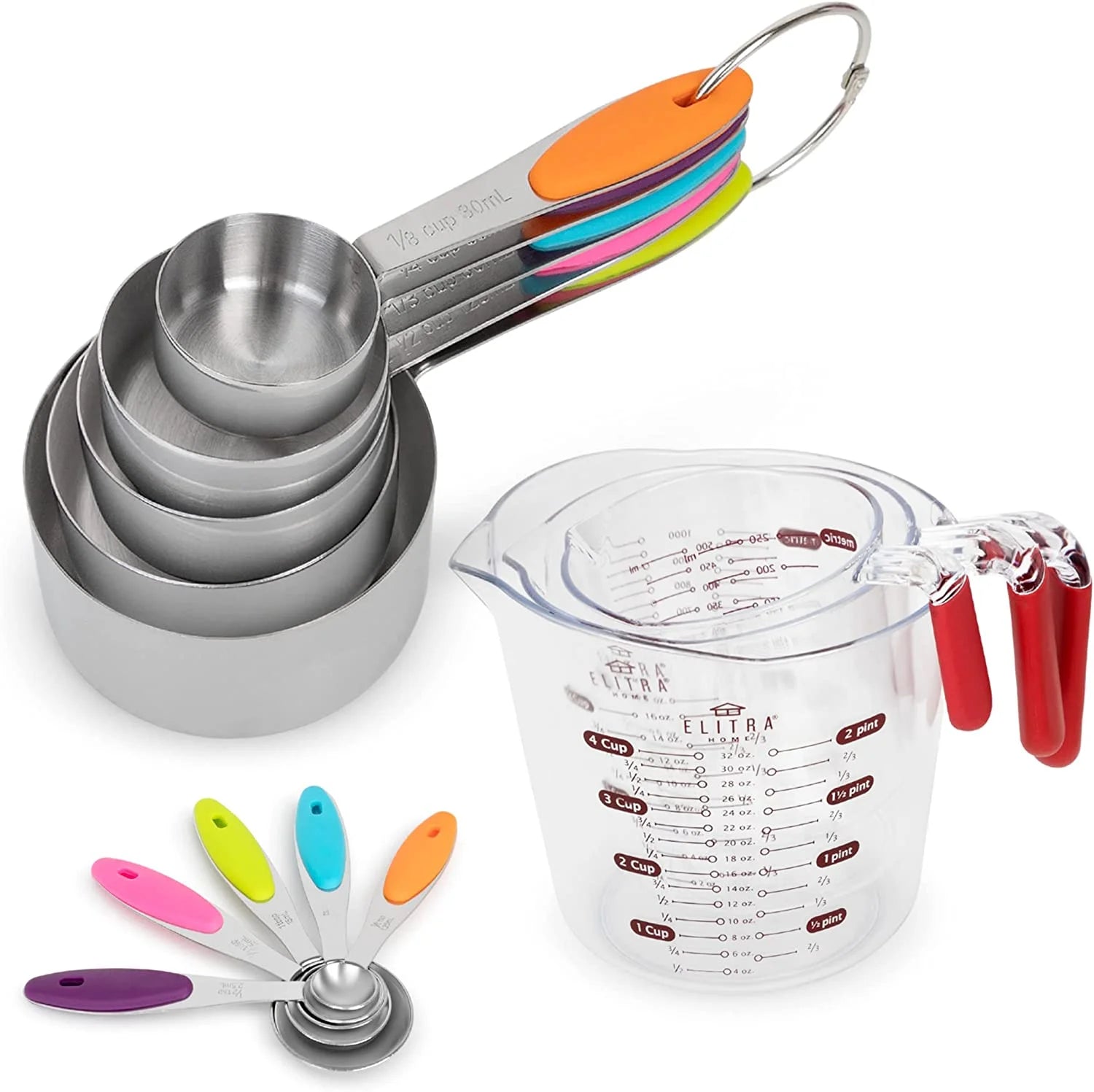 13 Pieces Measuring Cups and Spoons Set, Includes 10 Stainless Steel Measuring S