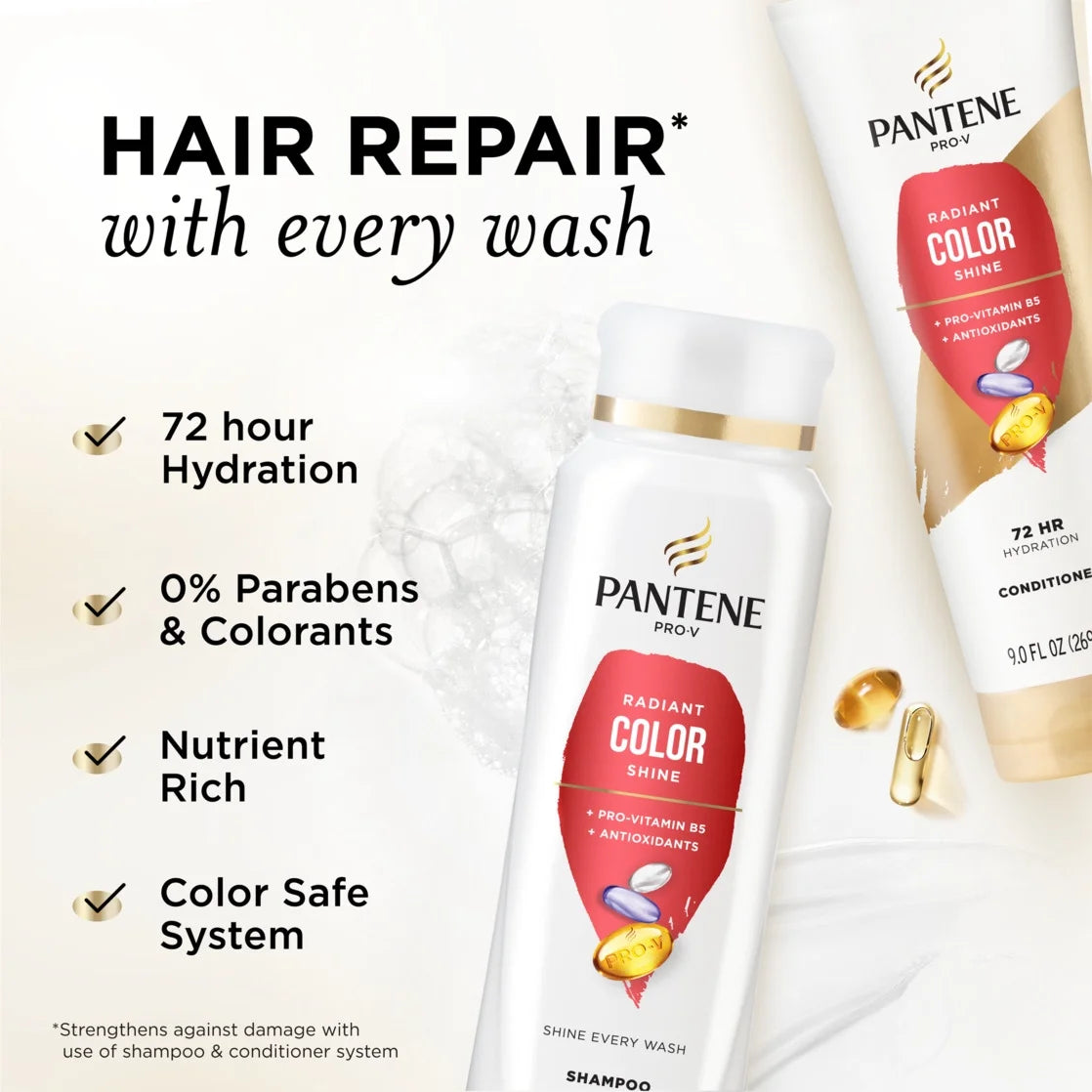 Pantene Pro-V Radiant Color Shine Shampoo and Conditioner, 10.4 Fl Oz + 9.0 Fl Oz