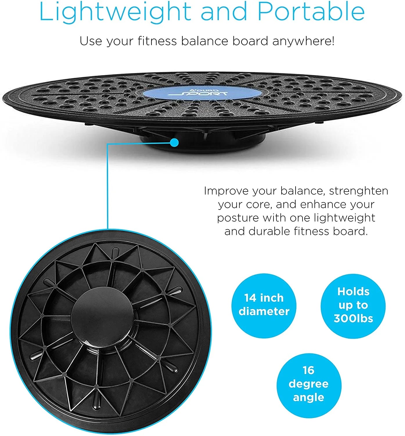 14'' Balance Board Wobble Fitness Fit Exercise Tilt Stability Balancer Balancing