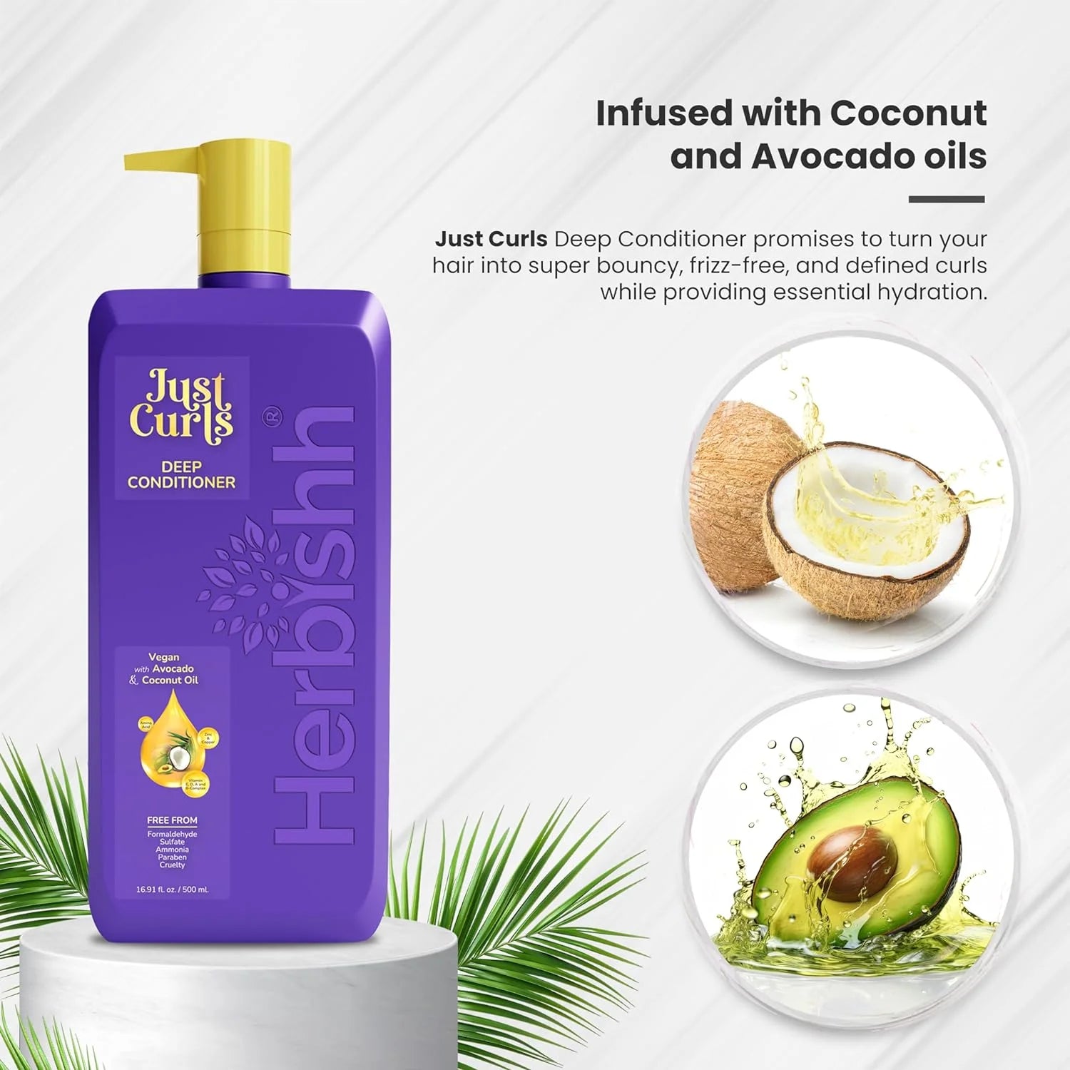 (4 Pack)  Just Curls Deep Conditioner with Avocado & Coconut Oil, Repairs Extreme Damaged Hair, Moisturizing & Conditioning, Frizzy Hair Control, Paraben-Free & Vegan , 16.91 Fl.Oz