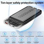 10000Mah Portable Charger Power Bank with Built in Cables 22.5W Fast Charging Fo