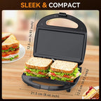 Electric Sandwich Maker, 750W Panini Sandwich Maker, with Non-Stick Flat Plates