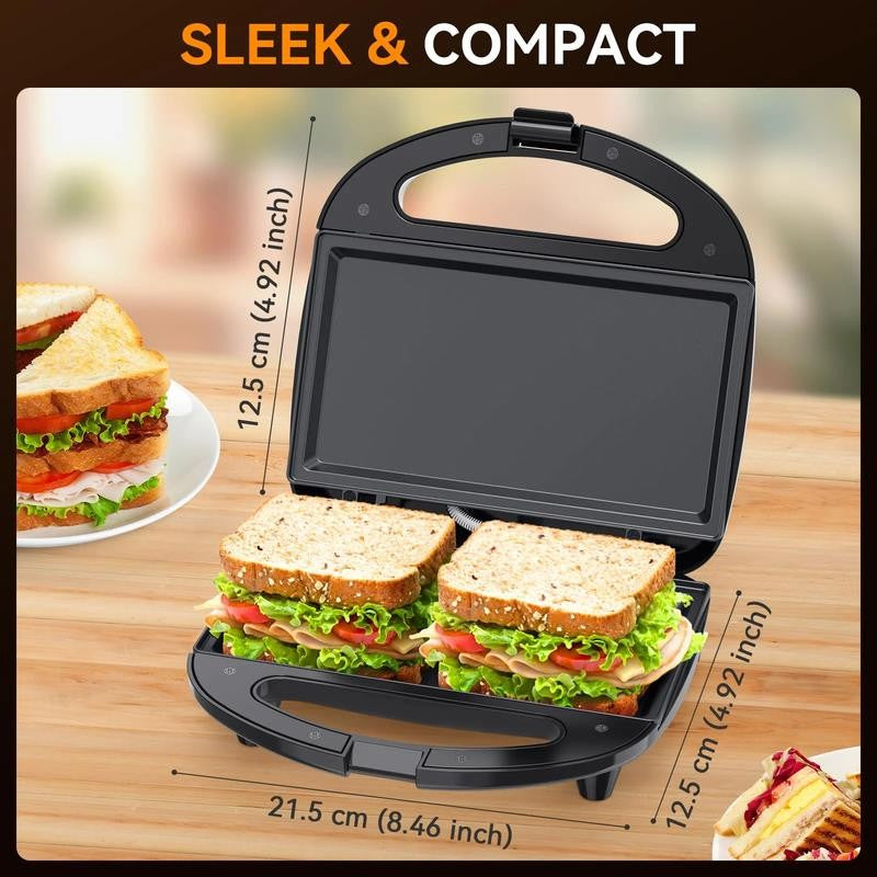 Electric Sandwich Maker, 750W Panini Sandwich Maker, with Non-Stick Flat Plates