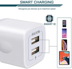 AILKIN Compatible with Iphone Charger Fast Charging with 2Pack Usb a Light-Ning Cables 6Ft Cords 2.1A Dual Port Charger Blocks Compatible with Iphone 14/13/12/11,White