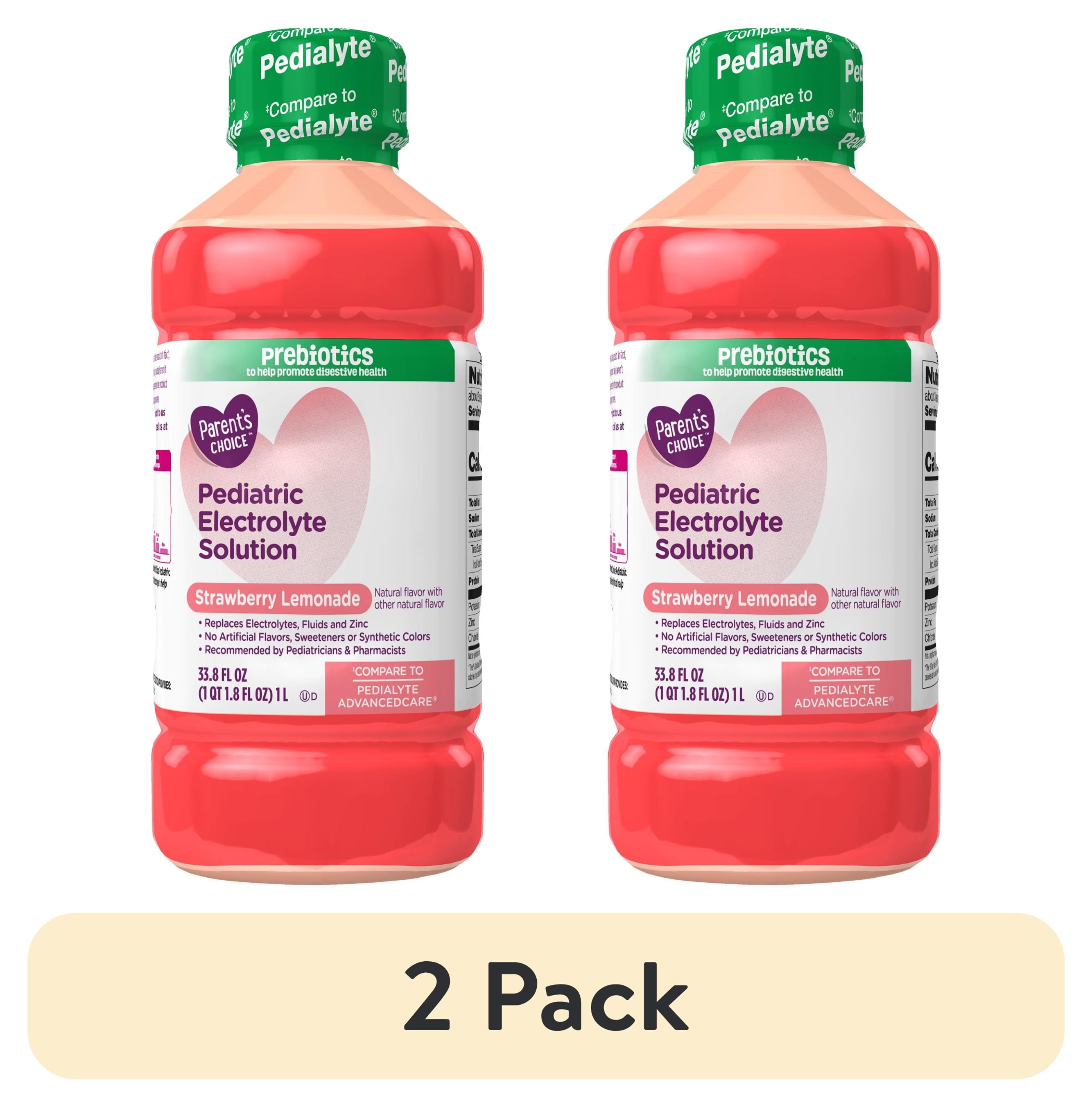 (2 Pack) Parent'S Choice Advantage Care Electrolyte Solution, Strawberry Lemonade, Dye-Free, 1 Liter