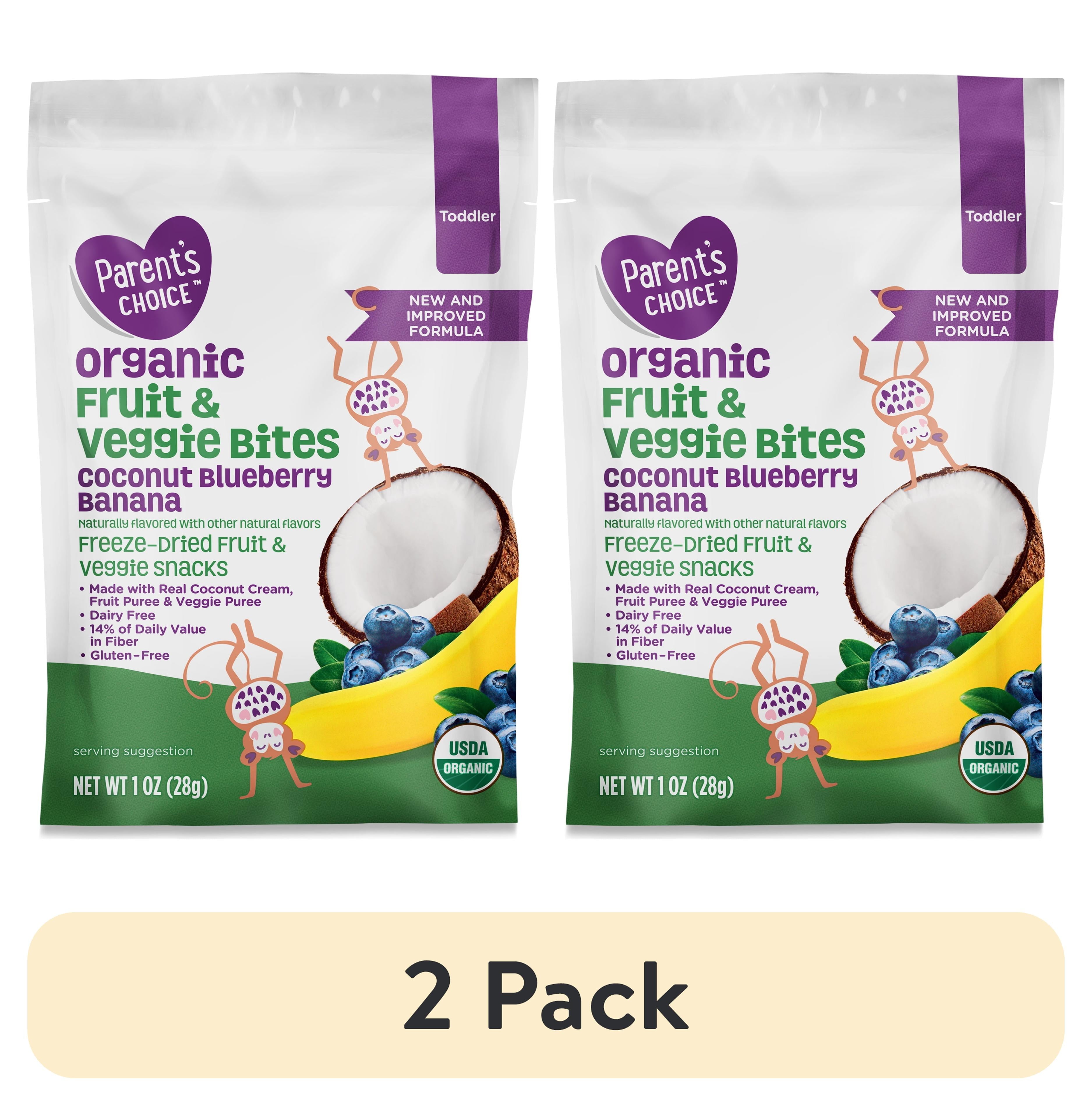 (2 Pack) Parent’S Choice Organic Stage 3 Toddler Snacks, Coconut, Blueberry, and Banana Fruit Bites, 1 Oz