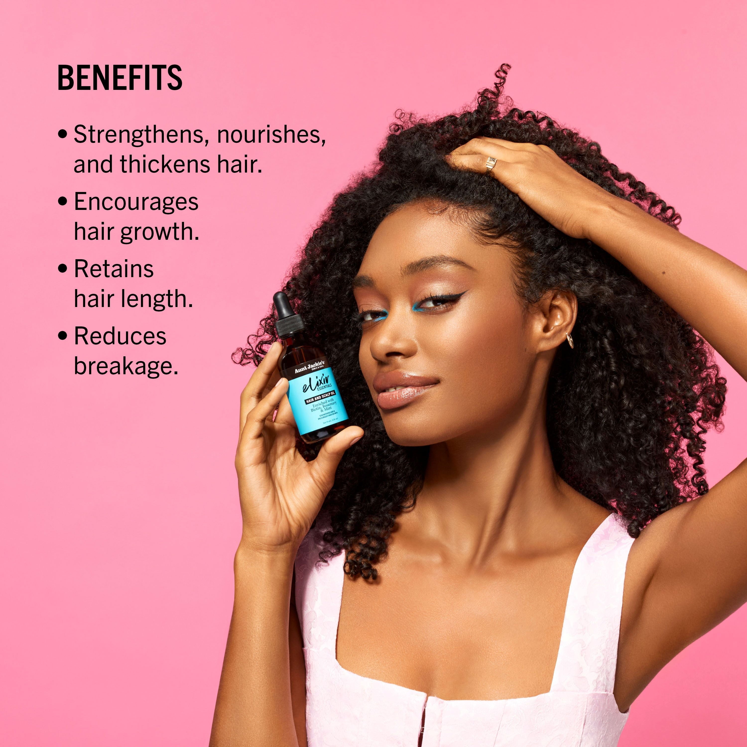 Aunt Jackie'S Curls & Coils Elixir Essentials Biotin, Rosemary & Mint Hair and Scalp Oil, 2 Fl Oz ., All Hair Types