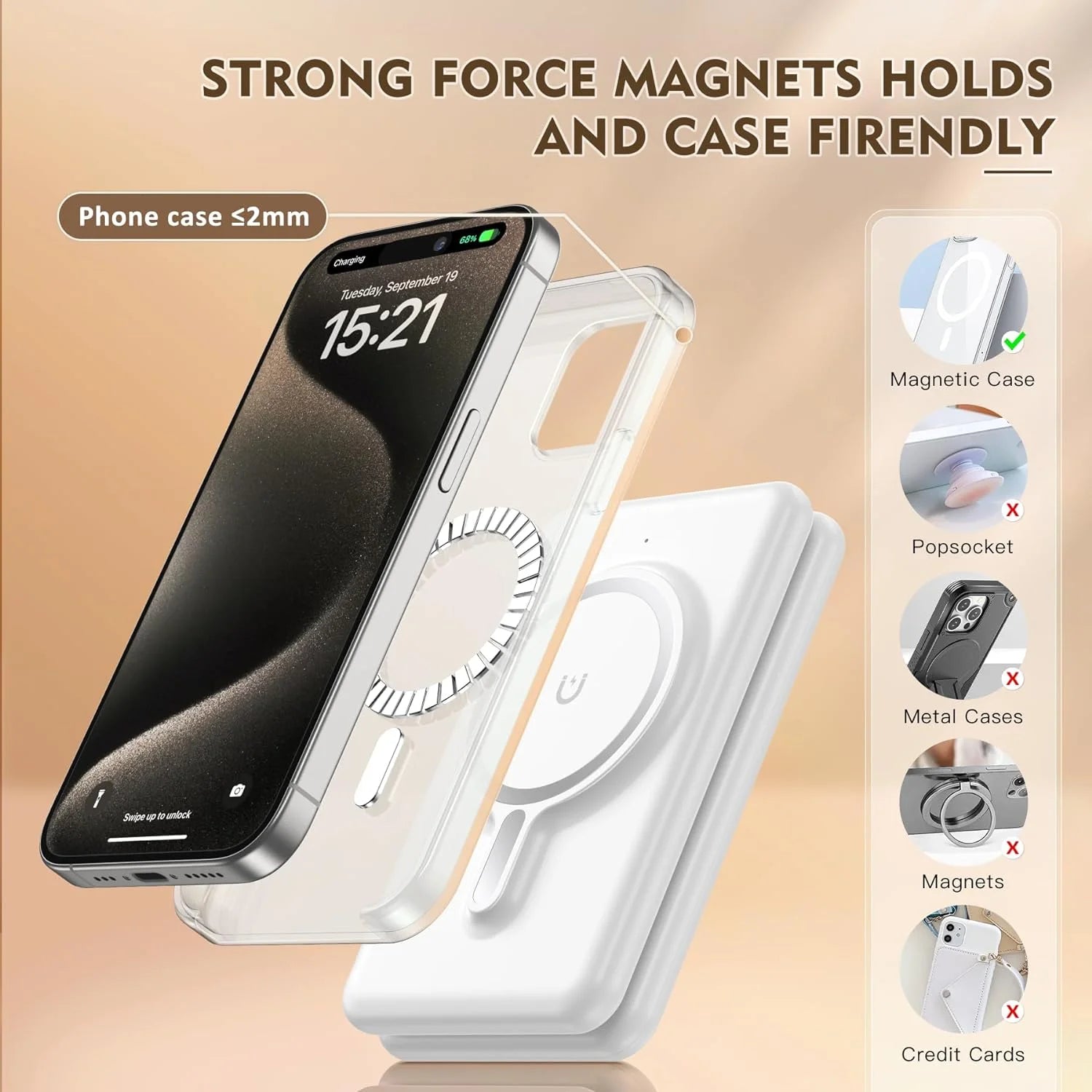 Magnetic Wireless Charger Compatible for Iphone: ETEPEHI Foldable 3 in 1 Fast Charging Compatible for Iphone, Charging Pad for Iwatch Series & Airpods