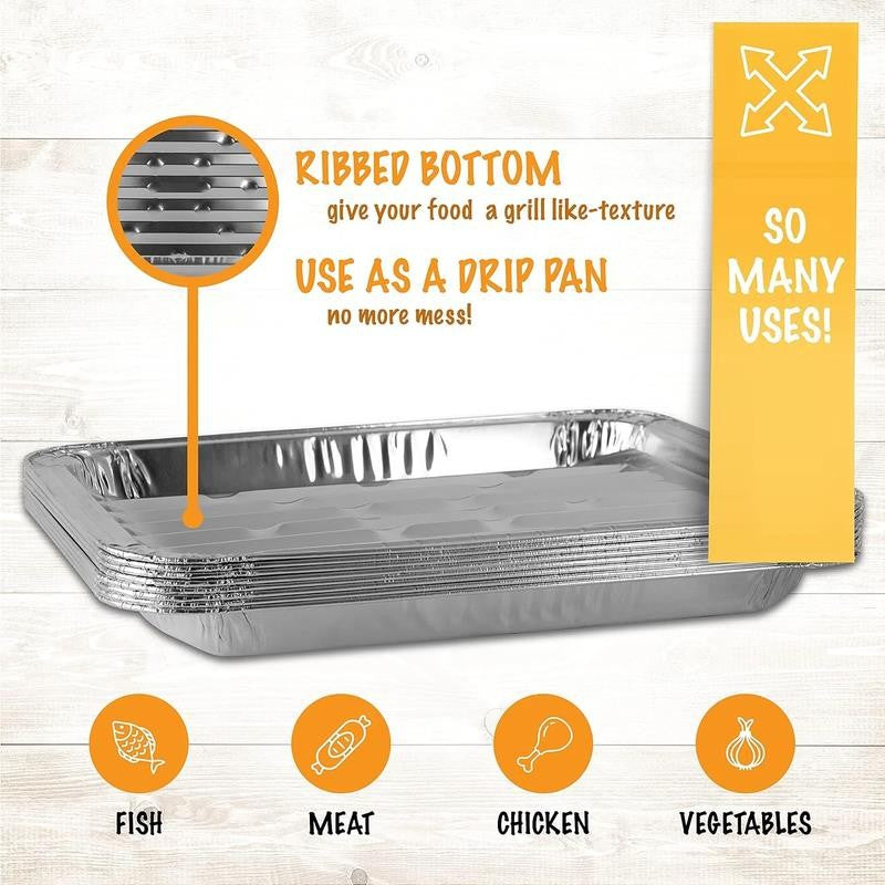 Aluminum Foil Grill Pans 9” X 13” Disposable Aluminum Foil Pans, 10-Pack