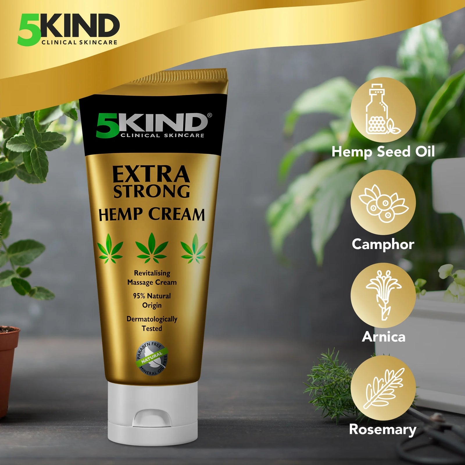 5Kind Extra Strong Hemp Cream 3.38 Fl Oz - High Strength Hemp Formula for Neck,