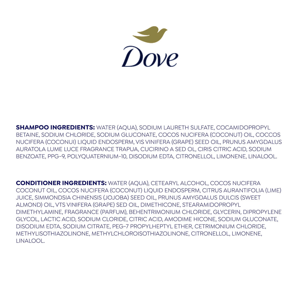Dove Coconut & Hydration Shampoo & Conditioner Set, 12 Oz 2 Count