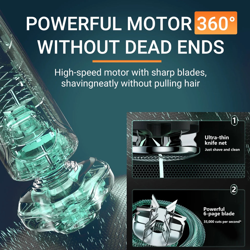 Electric Shaver for Men, Cordless 3-In-1 Beard Trimmer, Nose Hair Razor ,Waterpr