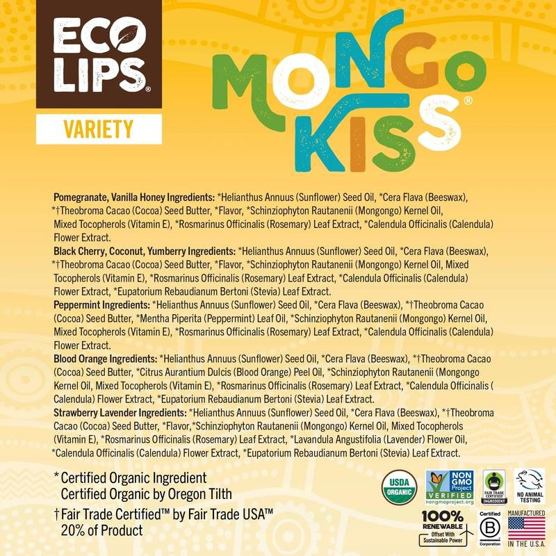 Mongo Kiss® Organic Lip Balm, 8-Count Value Variety Gift Set Pack (0.15 Oz. Tube