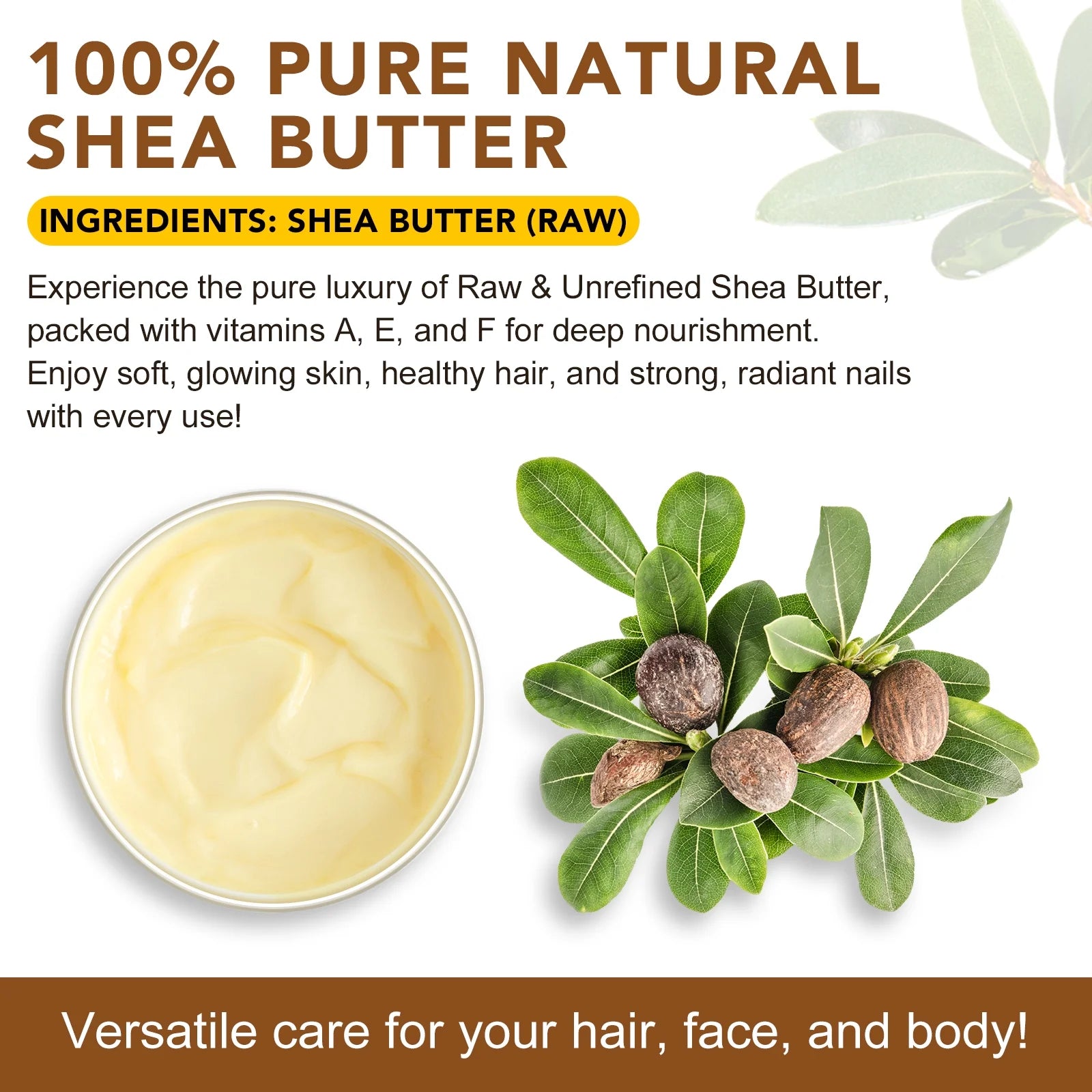 100% Pure & Natural Shea Butter Raw - 2 Pack Skin Moisturiser -Enriched with Nourishing Vitamins,Long-Lasting Hydration for Dry Skin,7.8 Oz