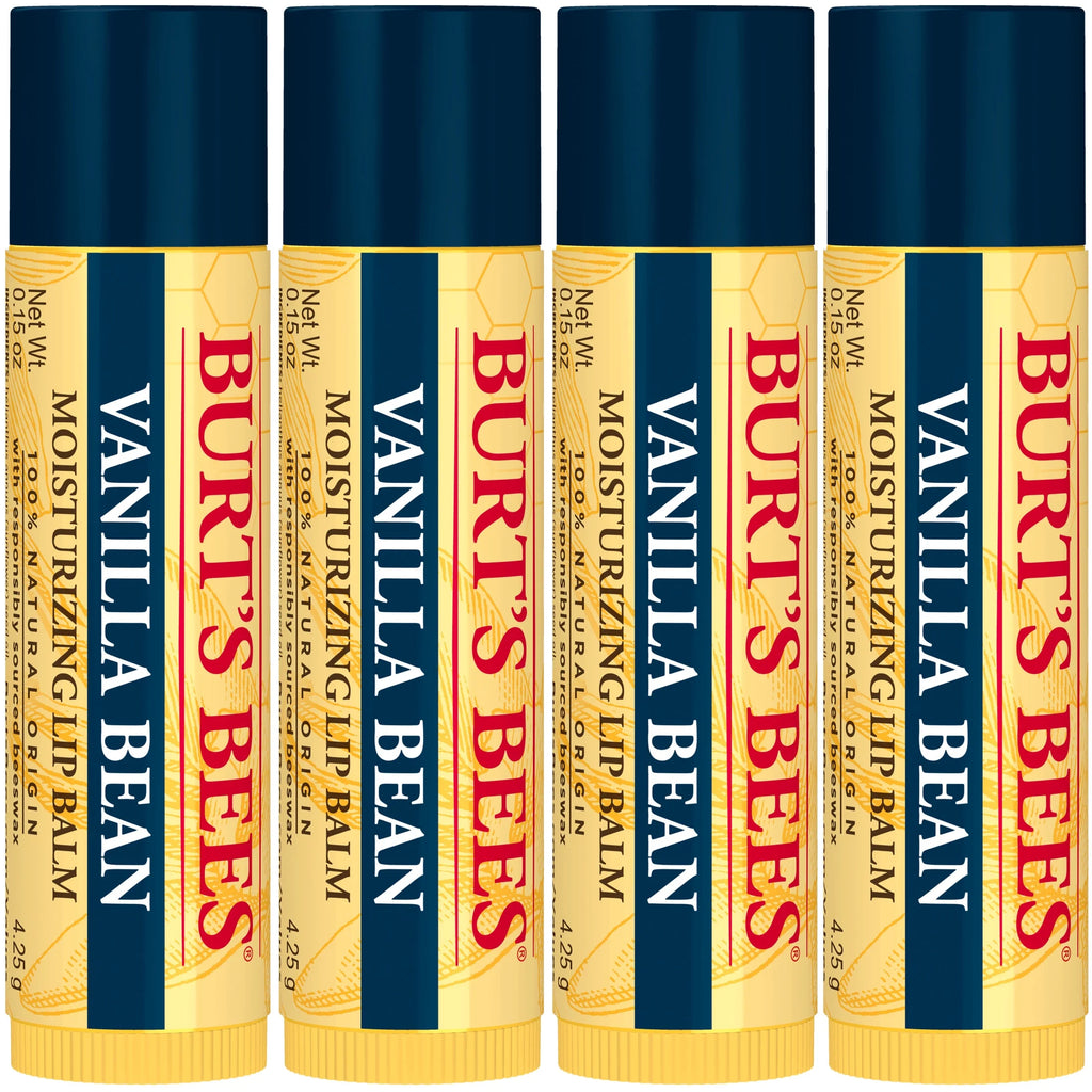 Burts Bees Vanilla Bean Lip Balm, 4-Pack, 0.15 Oz.