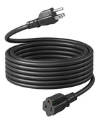 Extension Cord 25 FT, 3 Prong Extension Cable for Indoor Outdoor, 16/3 SJTW, Bla