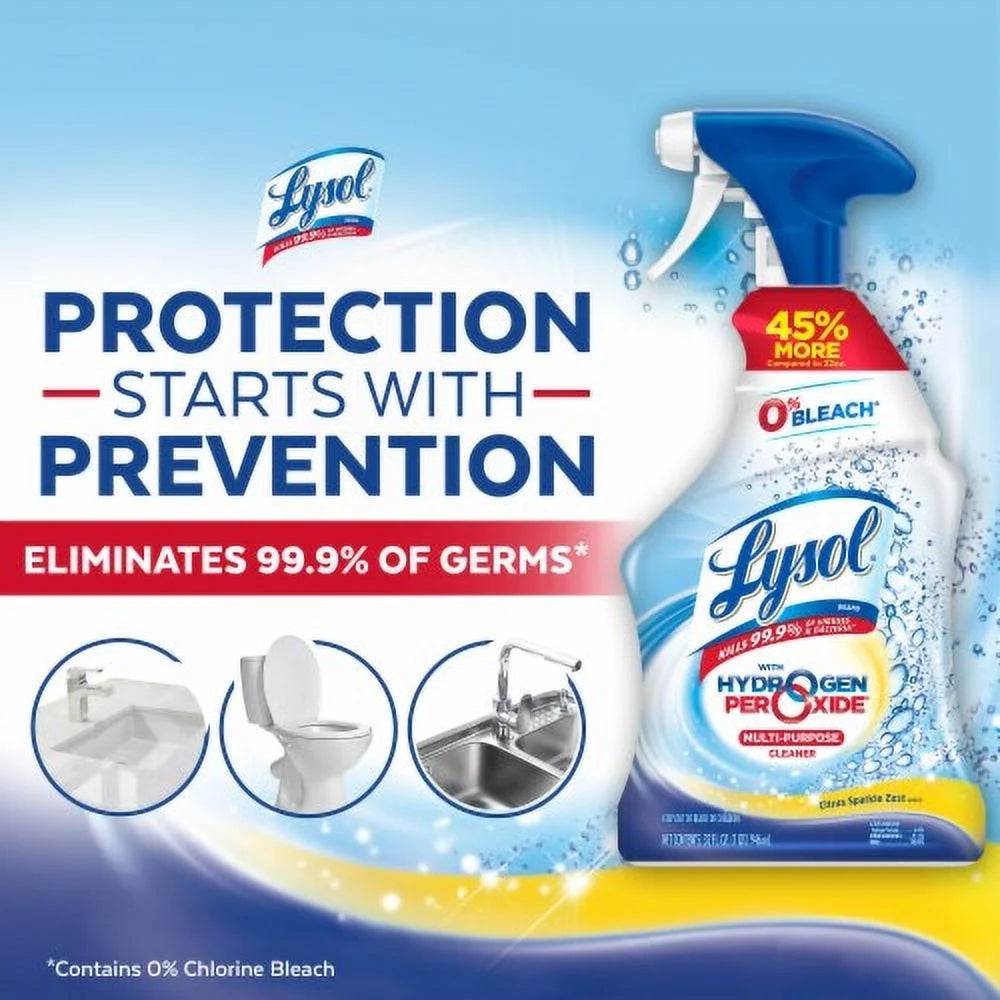 2X - Lysol Hydrogen Peroxide All Purpose Cleaner Spray, Disinfecting Spray, Citrus Sparkle Zest, 32 Fl Oz 32 Fl Oz