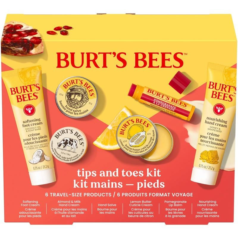 Burts Bees Tips and Toes Gift Set, Hand Cream, Foot Cream, Cuticle Cream, Hand S