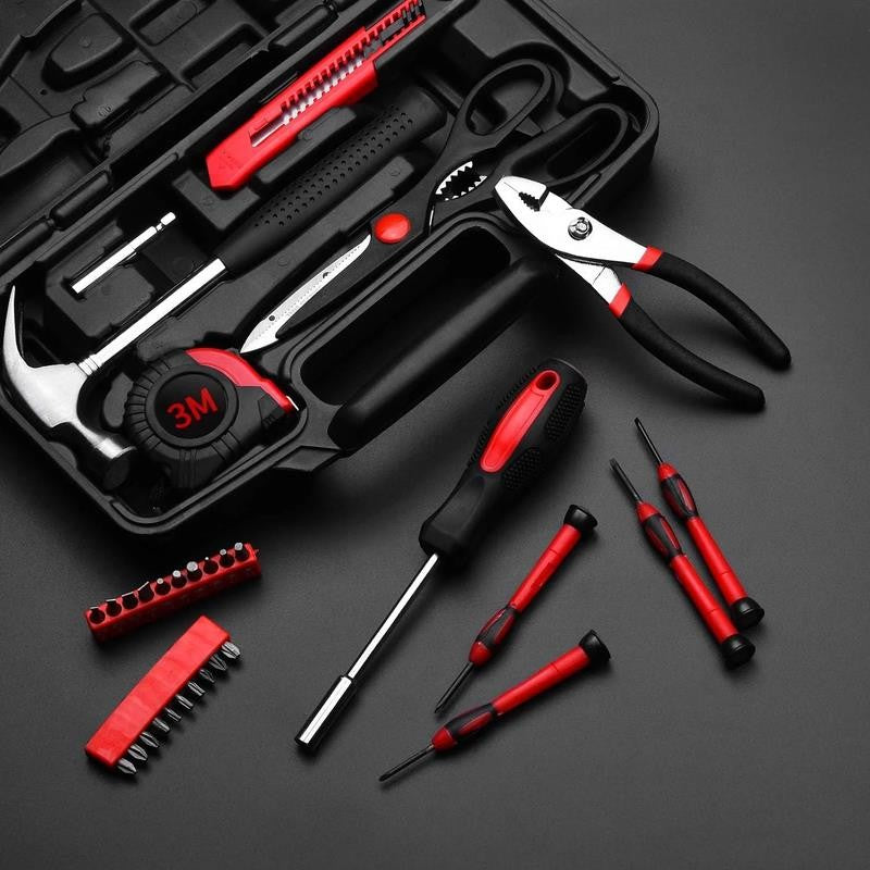 39 Piece All Purpose Household Tool Kit Small Basic Home Tool Set with Toolbox G