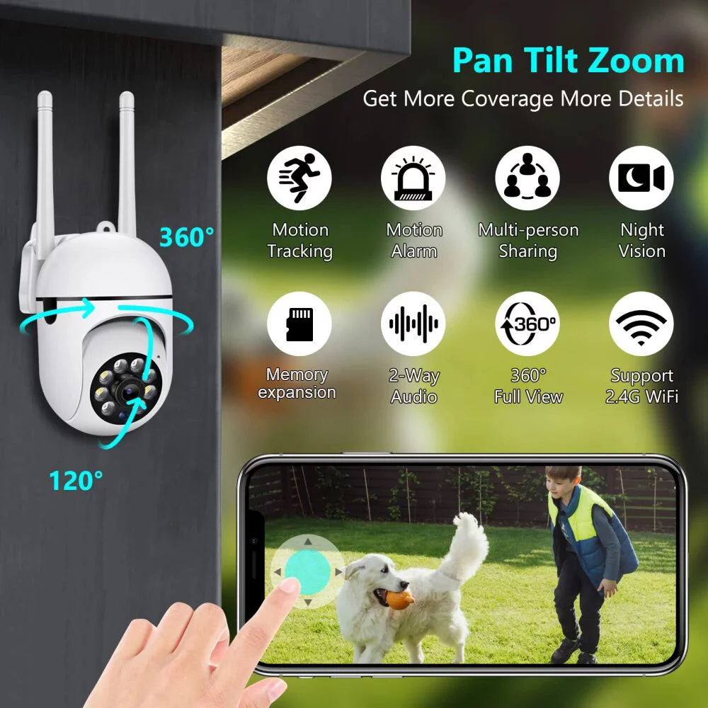 2 Pack 5G Wifi Waterproof Surveillance Camera, IR Night Vision, Motion Detection