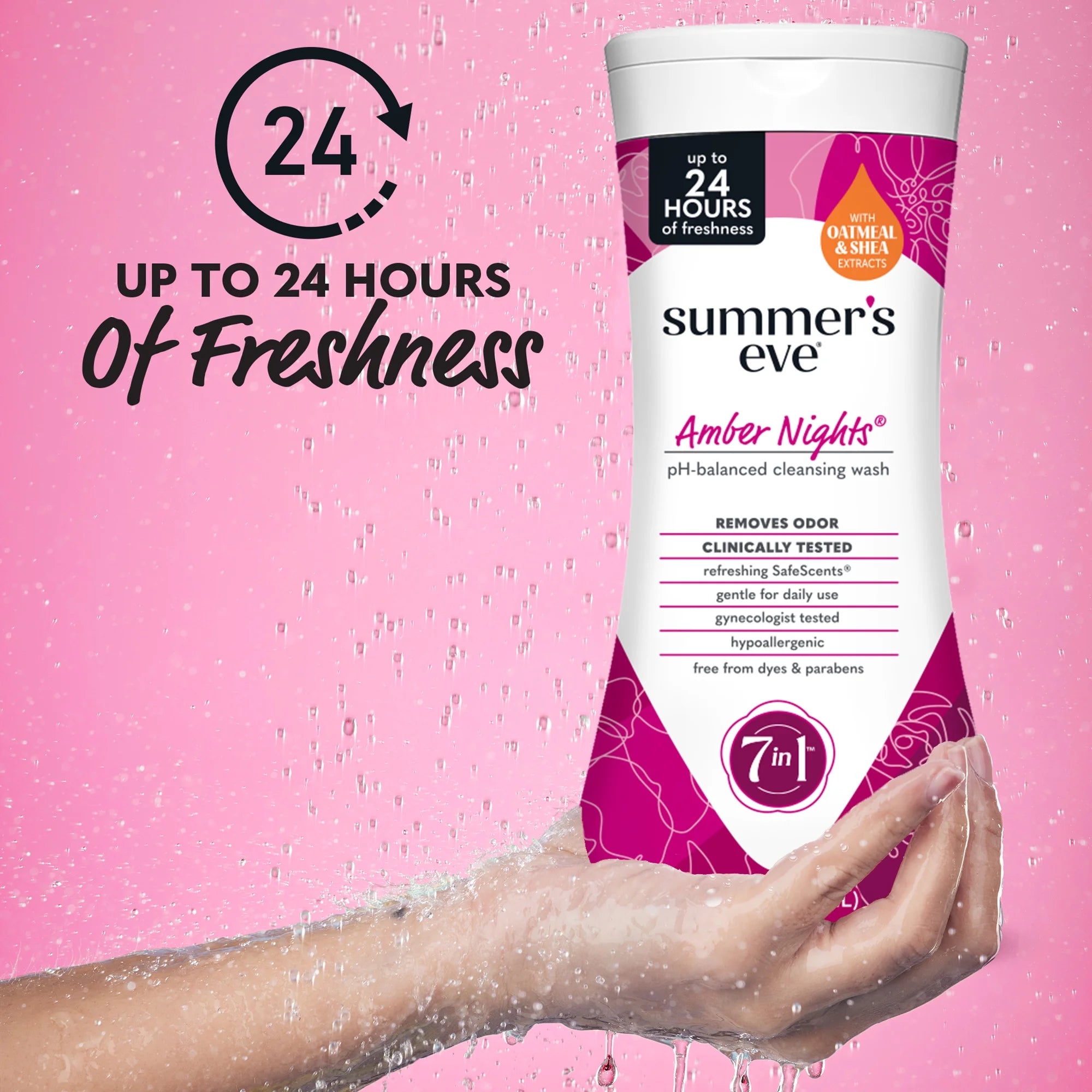 Amber Nights Feminine Wash with Oat & Shea Extracts, Removes Odor, 15 Fl Oz