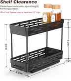 2 Packs Pull-Out Spice Rack Organizer for Cabinets, Slide-Out Design, Multi Purp