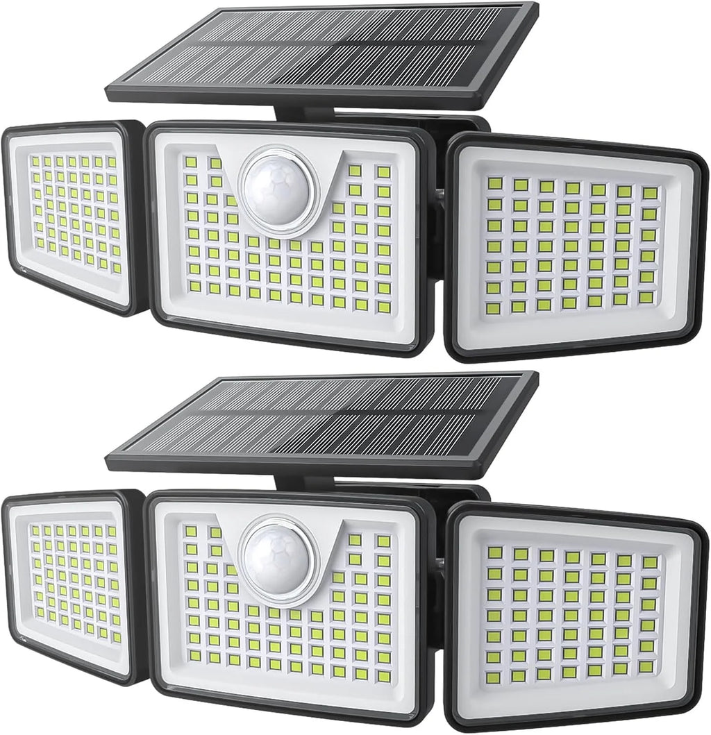 2 Pack Solar Lights Outdoor,156Led 2500LM Solar Flood Lights Waterproof,Mot