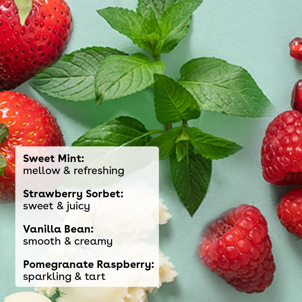 Eos 100% Nautral & Organic Lip Balm- Strawberry, Mint, Pomegranate, Vanilla - 4-Pack, 0.14 Oz