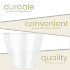 9 Oz Disposable Cups Plastic Tumblers Party Cups Clear, 100-Pack