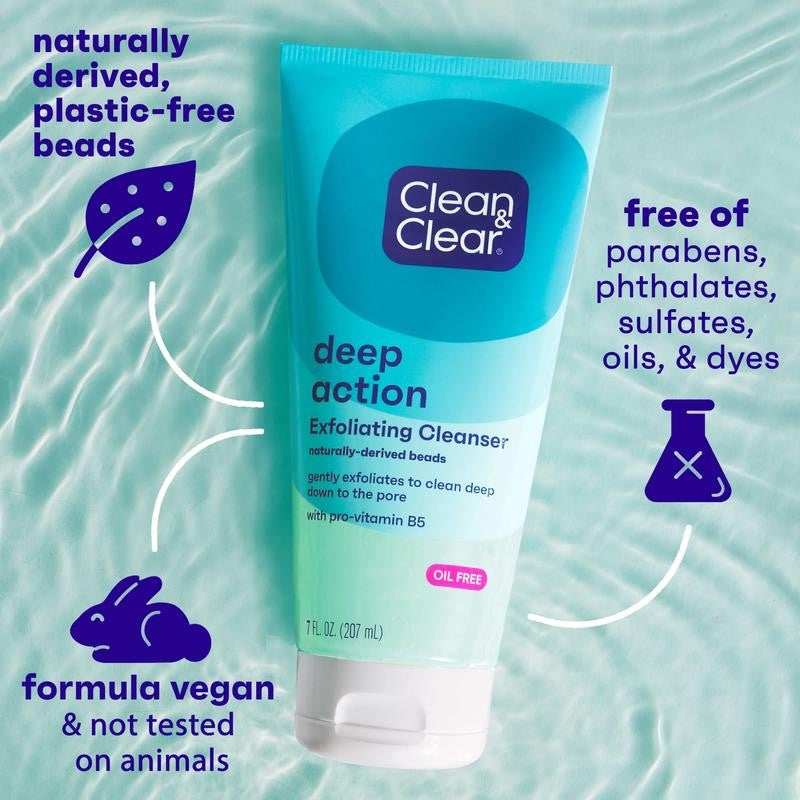 Clean Clear Oil-Free Deep Action Exfoliating Acne Face Scrub, Facial Cleanser An