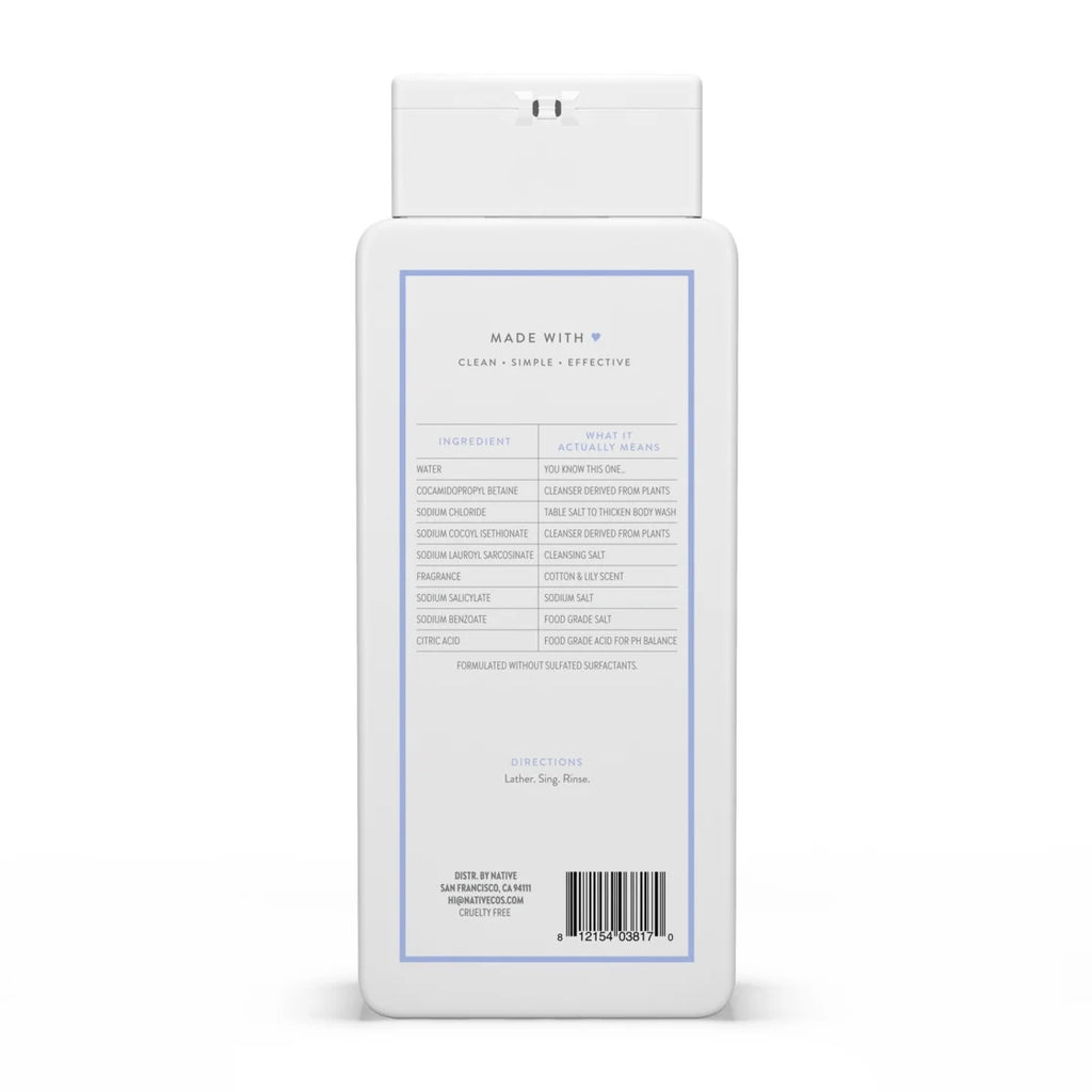 Native Cotton & Lily Body Wash 18Oz