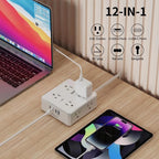 6Ft Flat Plug Power Strip - 8 Outlets and 4 USB Ports (1 USB C), Extension Cord