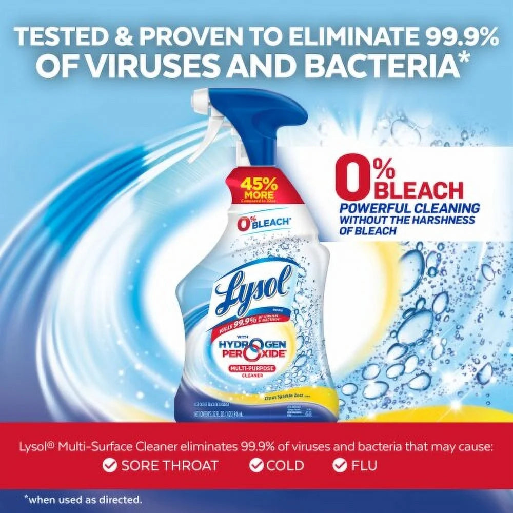 2X - Lysol Hydrogen Peroxide All Purpose Cleaner Spray, Disinfecting Spray, Citrus Sparkle Zest, 32 Fl Oz 32 Fl Oz
