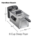 8 Cup Deep Fryer, Family-Size Food Capacity Cooks up to 6 Cups of Food, 1500 Wat