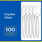 Clear Plastic Soup Spoons Heavy Duty Disposable Silverware, 100-Pack