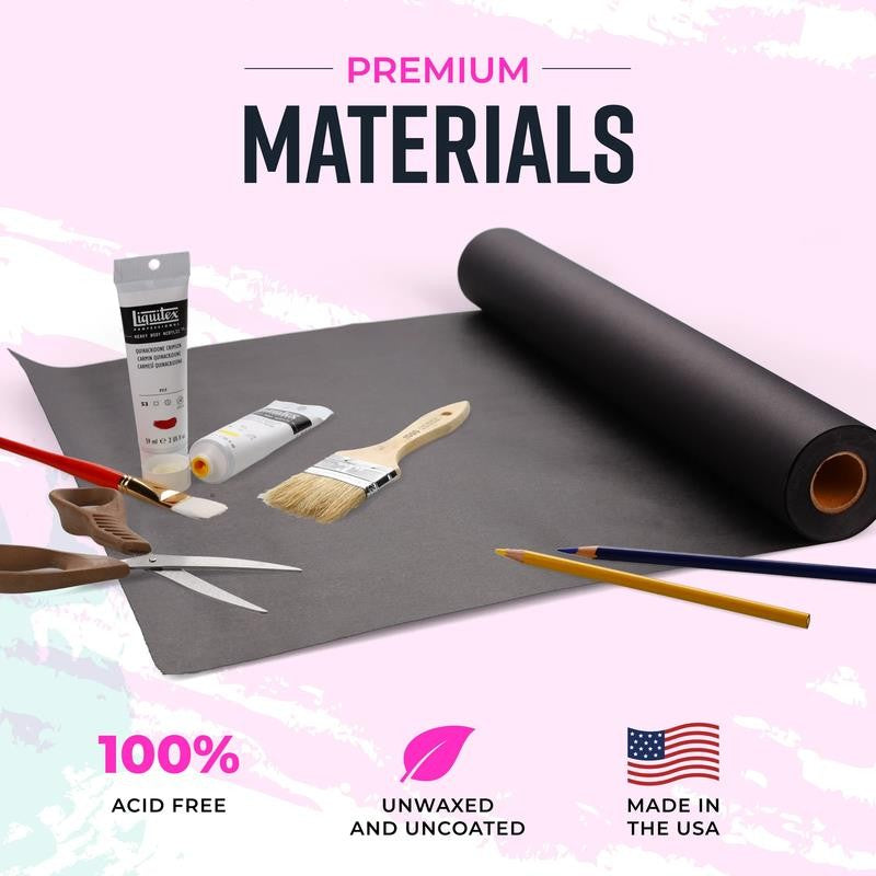 Black Kraft Paper Roll - 18 Inch X 100 Feet - USA Made - Wrapping Paper for Pack