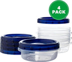 Clear Deli Containers with Lid Reusable Small Plastic Container Set, 4-Pack 8 Oz