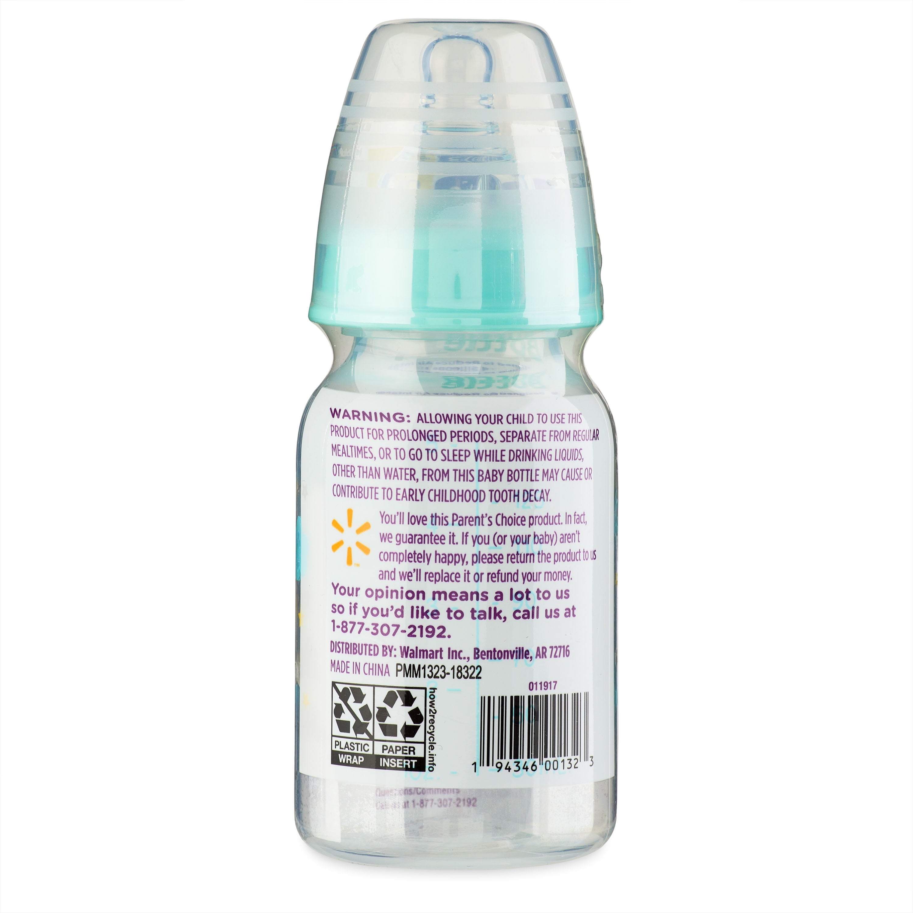 Parent'S Choice Standard Neck Baby Bottle, 5 Fl Oz, Newborn 0 Month & Up, Multicolor, Unisex