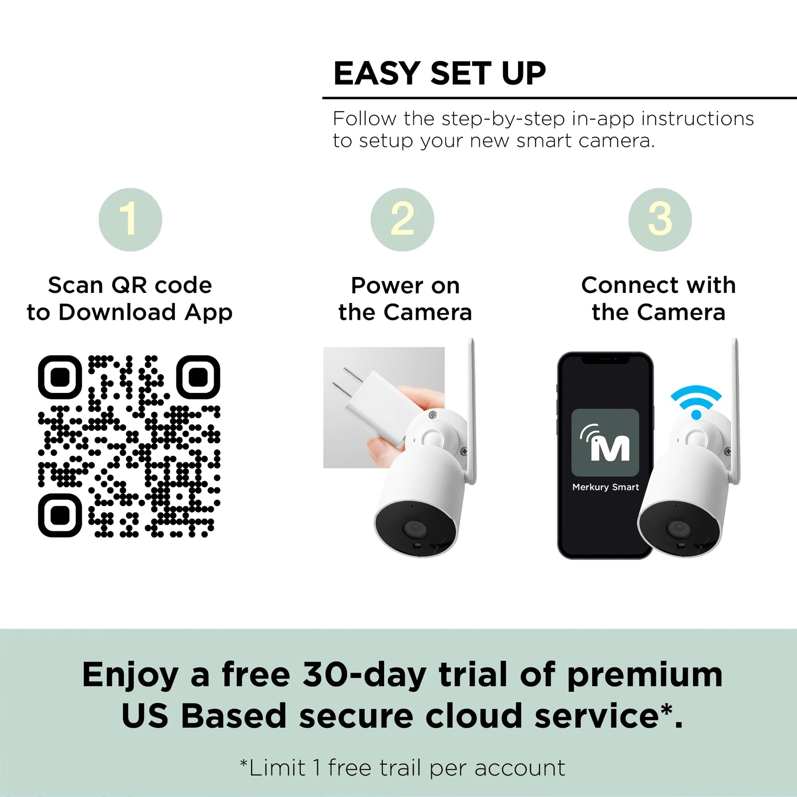 1080P Outdoor Security Camera - Weatherproof, Night Vision, Wi-Fi 2.4 Ghz, White