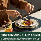 24-Piece Black Silverware Set with Steak Knives, Black Flatware Set for 4, Food