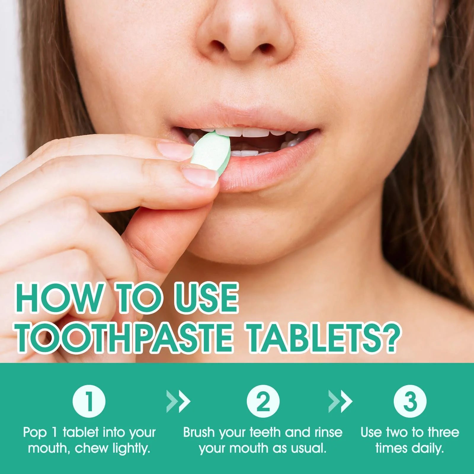 150 Spearmint Tablets , Fluoride Free & Eco Friendly, Travel Mouthwash Tablets, Chewable Toothpaste Tablet 2Pack