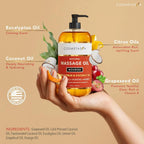 Body Massage Oil with Citrus and Coconut Oils, Includes Massage Roller Ball, 8.8