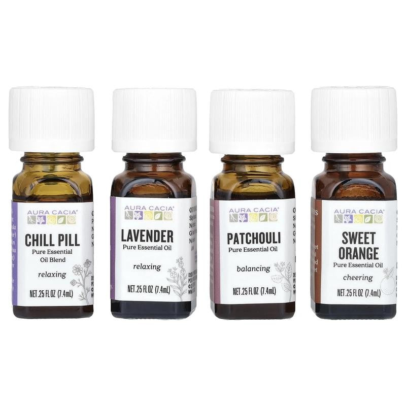 Discover Relaxation Pure Essential Oils Kit, 0.25 Fl Oz Bottles (4 Pack)